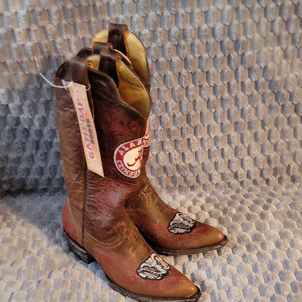 Ameda Brown and Red Heeled Boots